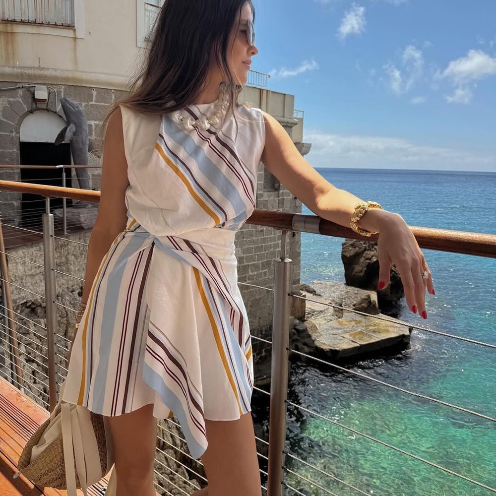 A.L.C. Dion striped side twist mini dress